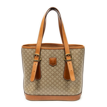 Celine Vintage Small Open Tote Beige Tan Macadam Canvas
