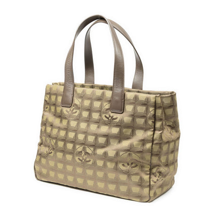 Chanel Travel Line Opening Tote Green Brown Nylon Canvas — view 2