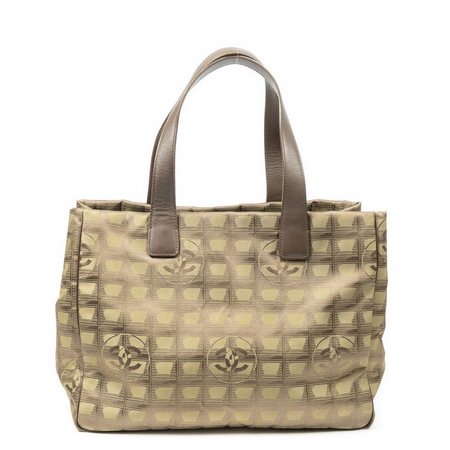 Chanel Travel Line Opening Tote Green Brown Nylon Canvas — view 5