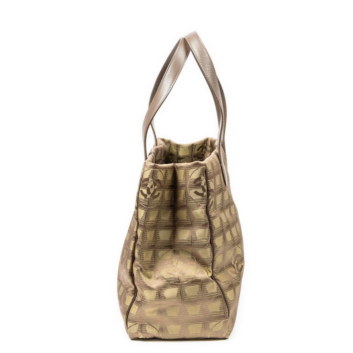 Chanel Travel Line Opening Tote Green Brown Nylon Canvas — view 4