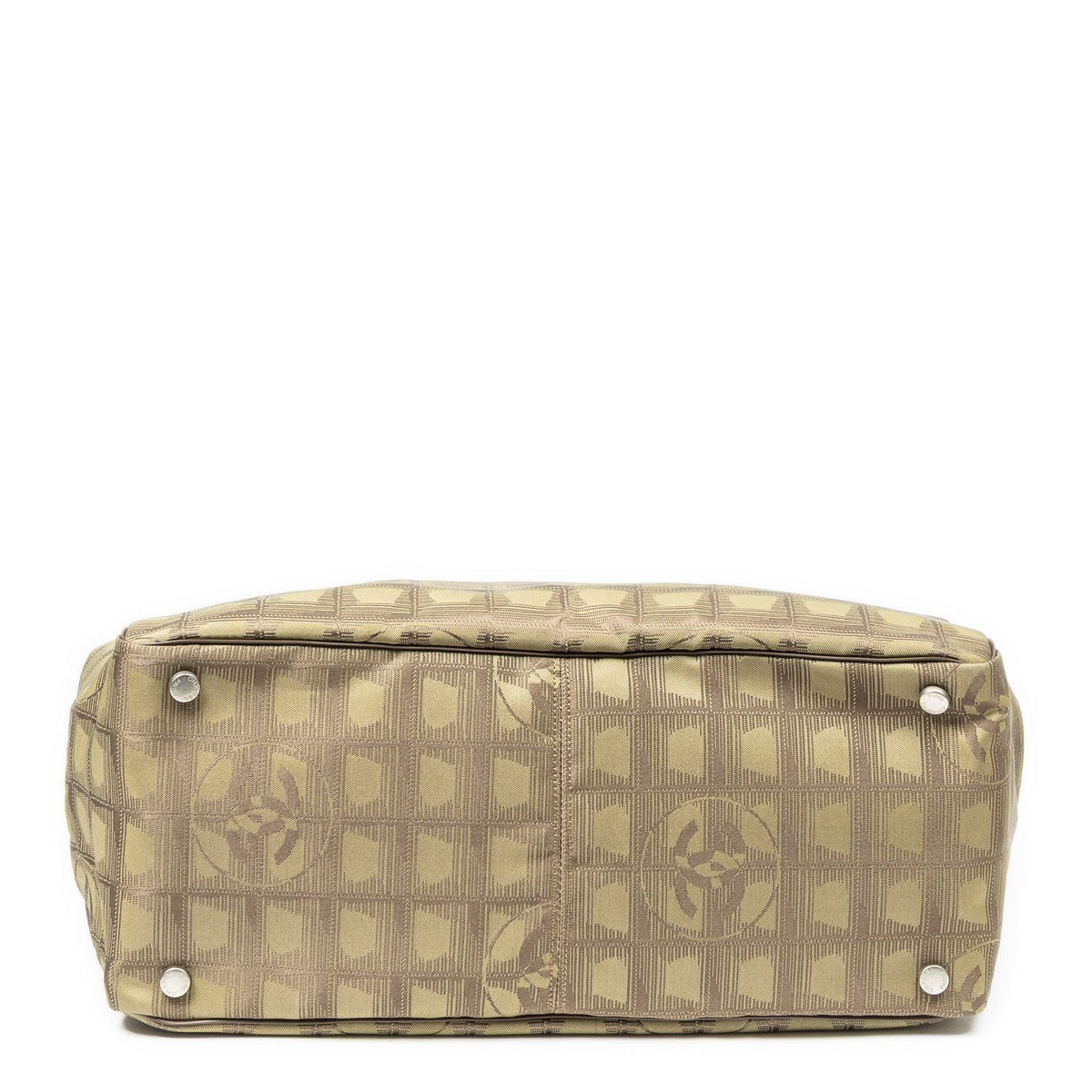 Chanel Travel Line Opening Tote Green Brown Nylon Canvas — view 6