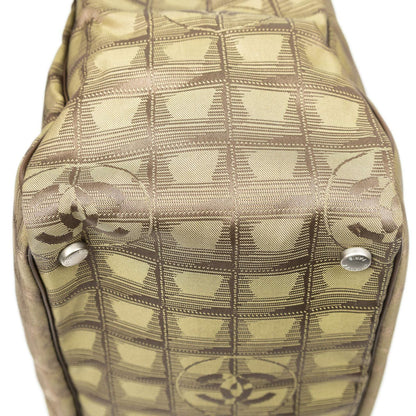 Chanel Travel Line Opening Tote Green Brown Nylon Canvas — view 7