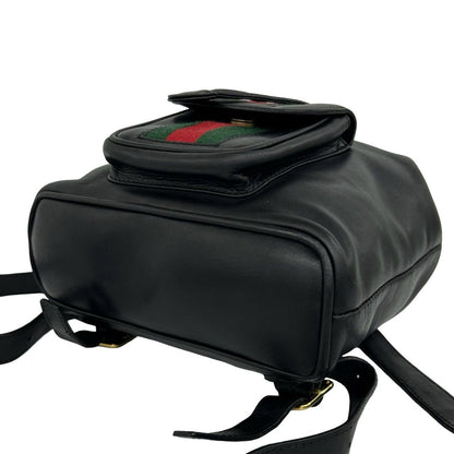 Gucci Vintage Sherry Line Bamboo Leather Backpack Black — view 8