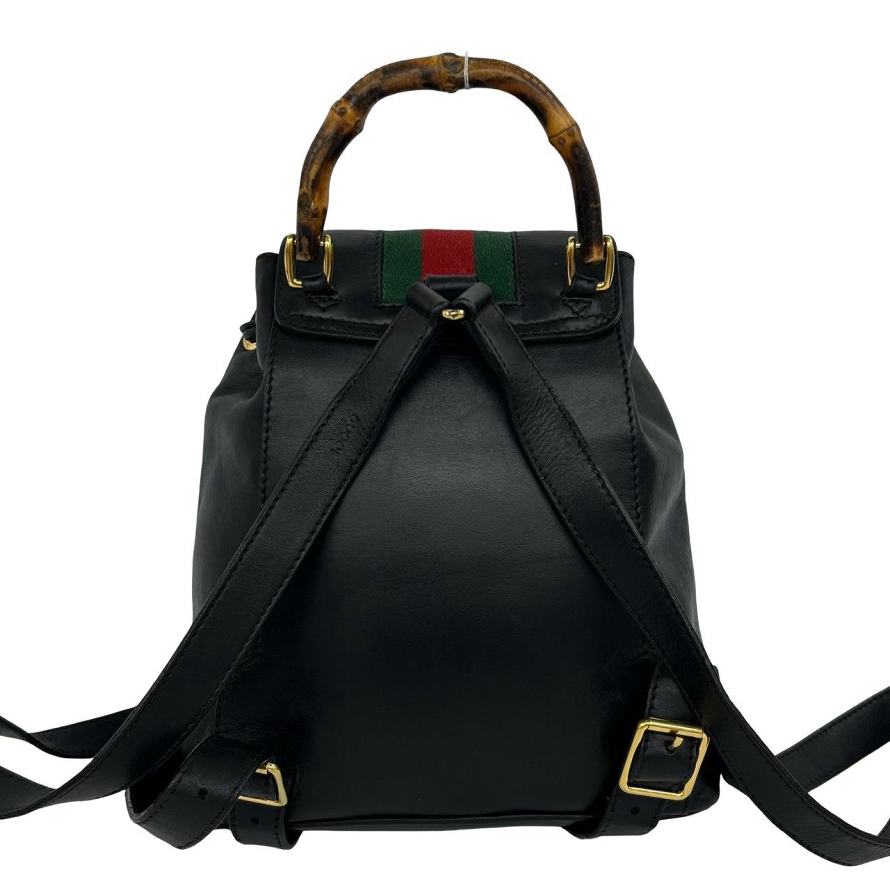 Gucci Vintage Sherry Line Bamboo Leather Backpack Black — view 3