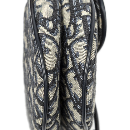 Dior New Saddle Bag Navy Beige Oblique Jacquard Canvas — view 8