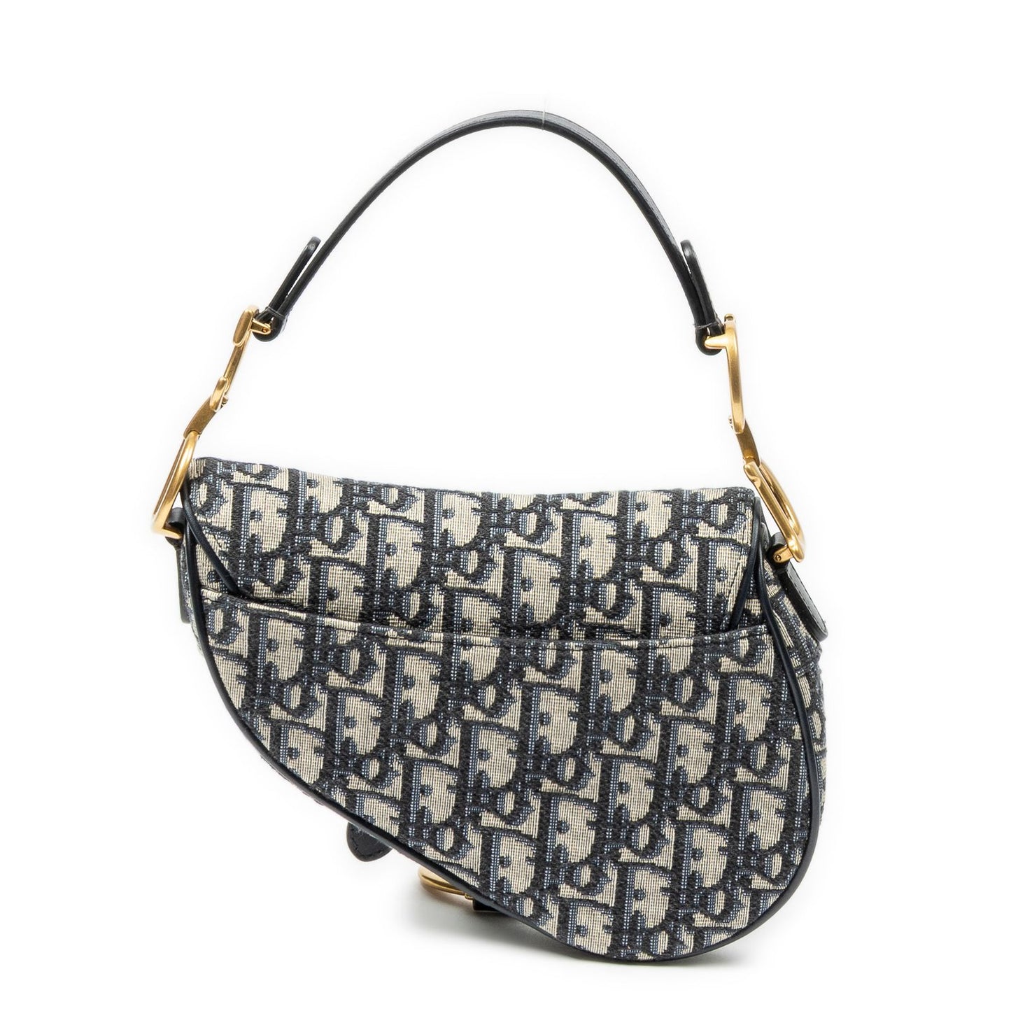 Dior New Saddle Bag Navy Beige Oblique Jacquard Canvas — view 5