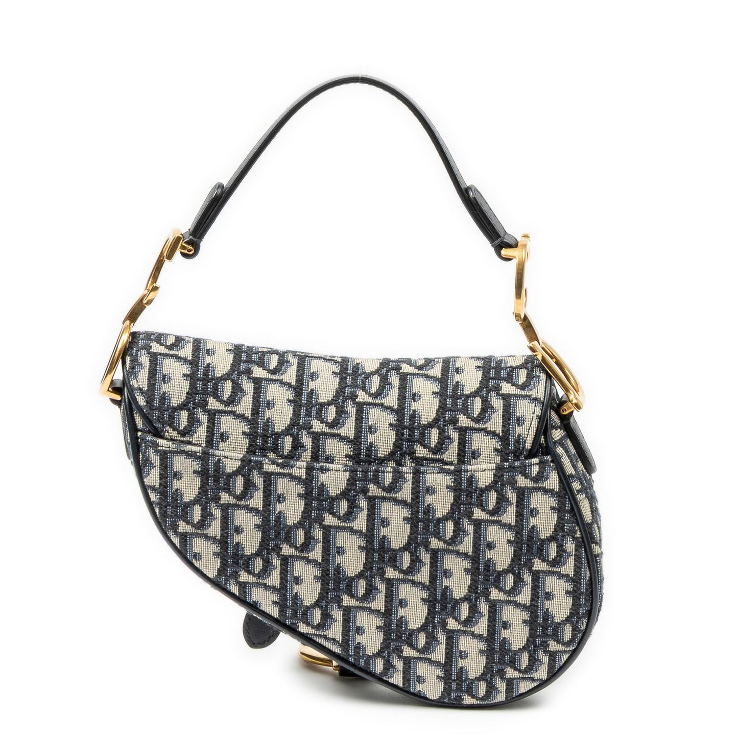 Dior New Saddle Bag Navy Beige Oblique Jacquard Canvas — view 5