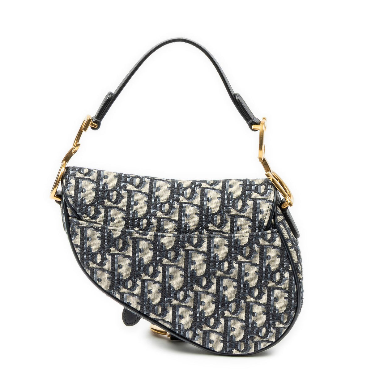 Dior New Saddle Bag Navy Beige Oblique Jacquard Canvas — view 5