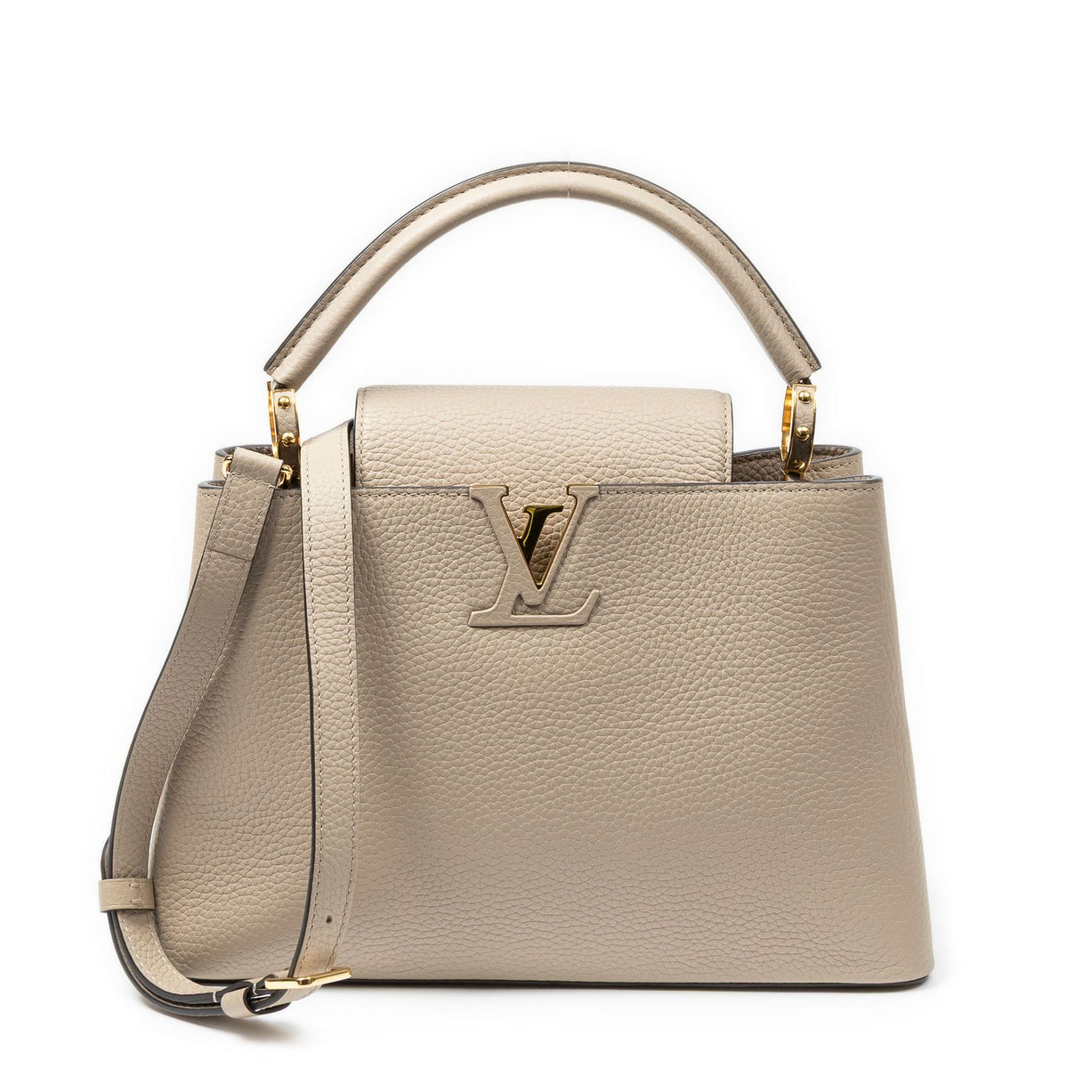 Louis Vuitton Capucines Taupe Taurillon Clemence Leather Handbag