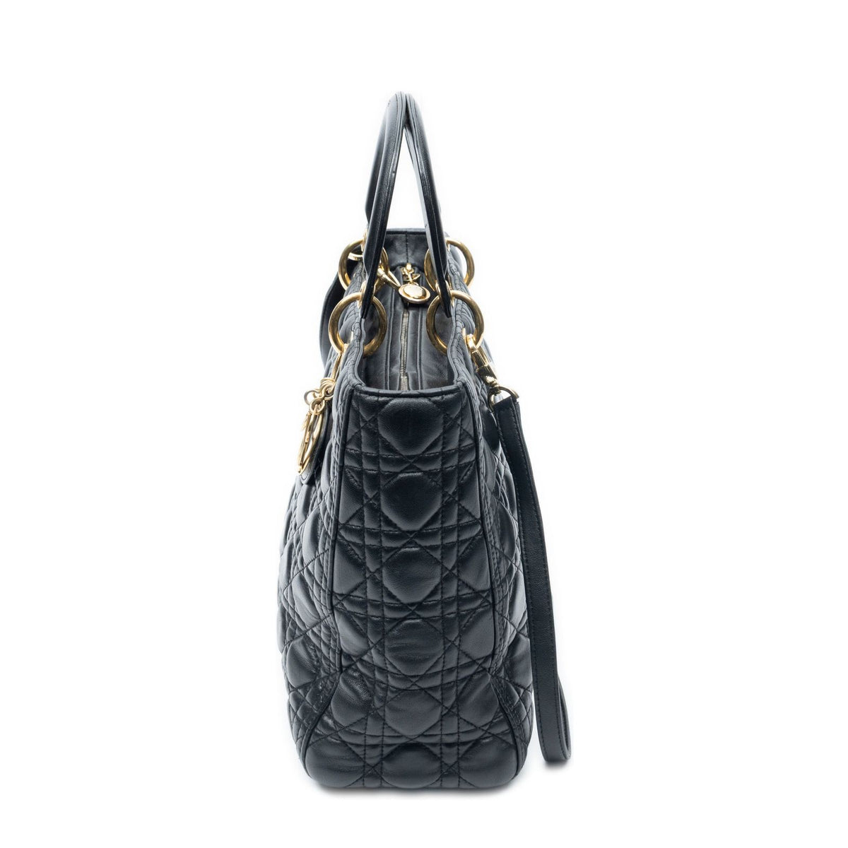 Dior Large Lady Dior Zip Black Cannage Lambskin Leather Handbag — view 3