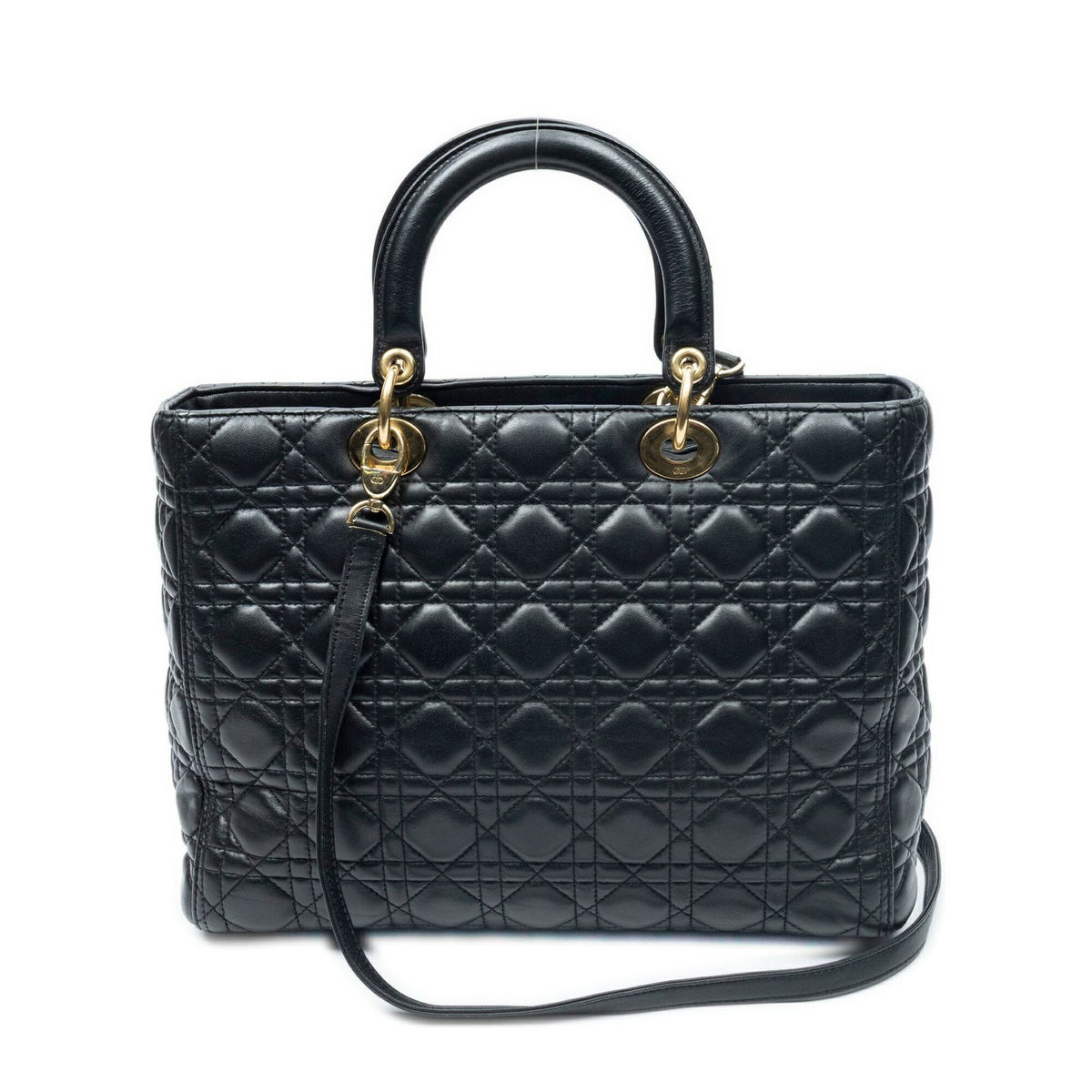 Dior Large Lady Dior Zip Black Cannage Lambskin Leather Handbag — view 5