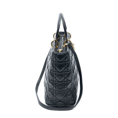Dior Large Lady Dior Zip Black Cannage Lambskin Leather Handbag — view 4