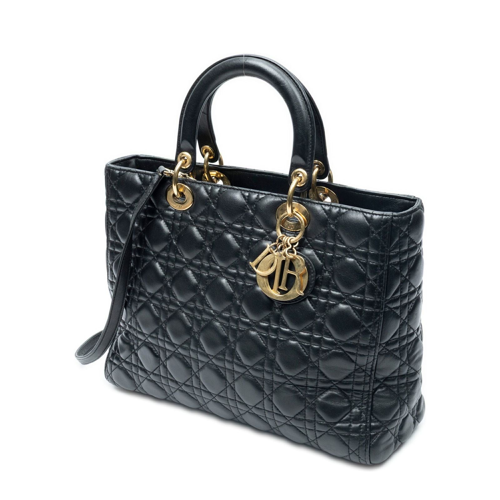 Dior Large Lady Dior Zip Black Cannage Lambskin Leather Handbag — view 2