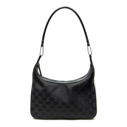 Gucci Shoulder Zip Hobo Black GG Canvas