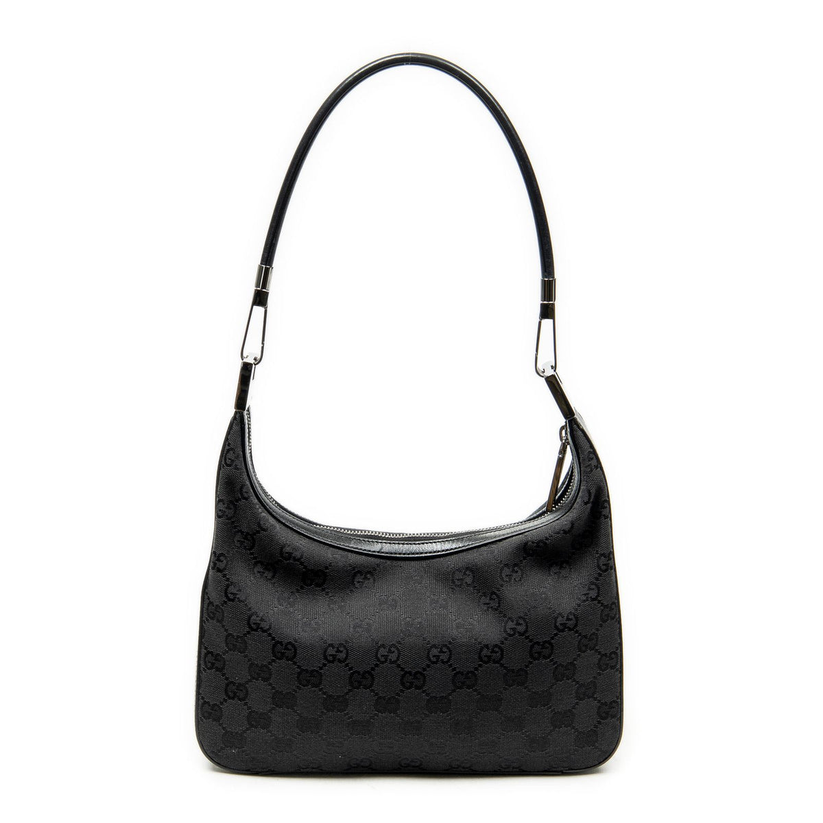 Gucci Shoulder Zip Hobo Black GG Canvas — view 5