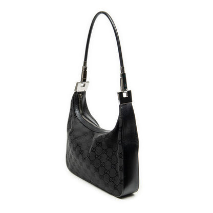 Gucci Shoulder Zip Hobo Black GG Canvas — view 2