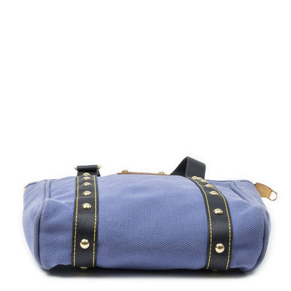 Louis Vuitton Antigua Cabas Purple Navy Blue Woven Canvas Shoulder Bag — view 6