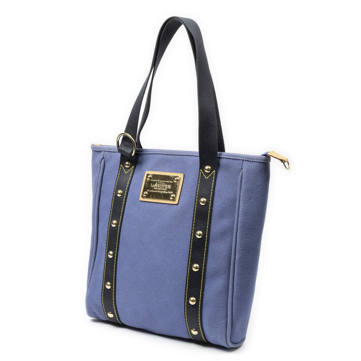 Louis Vuitton Antigua Cabas Purple Navy Blue Woven Canvas Shoulder Bag — view 2