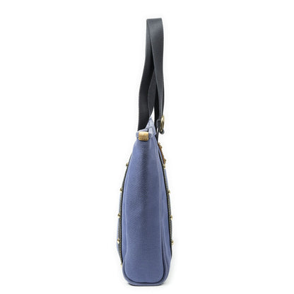 Louis Vuitton Antigua Cabas Purple Navy Blue Woven Canvas Shoulder Bag — view 4