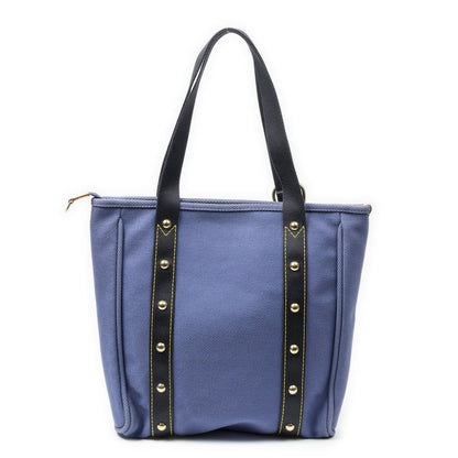 Louis Vuitton Antigua Cabas Purple Navy Blue Woven Canvas Shoulder Bag — view 5