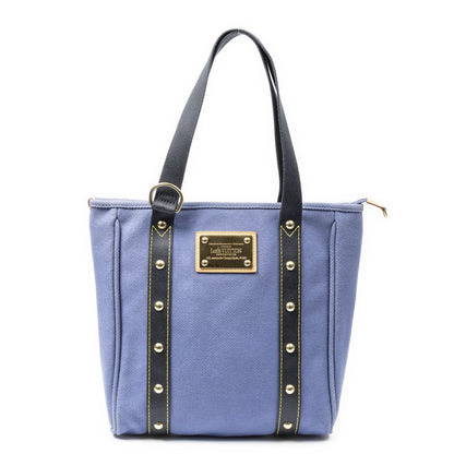 Louis Vuitton Antigua Cabas Purple Navy Blue Woven Canvas Shoulder Bag