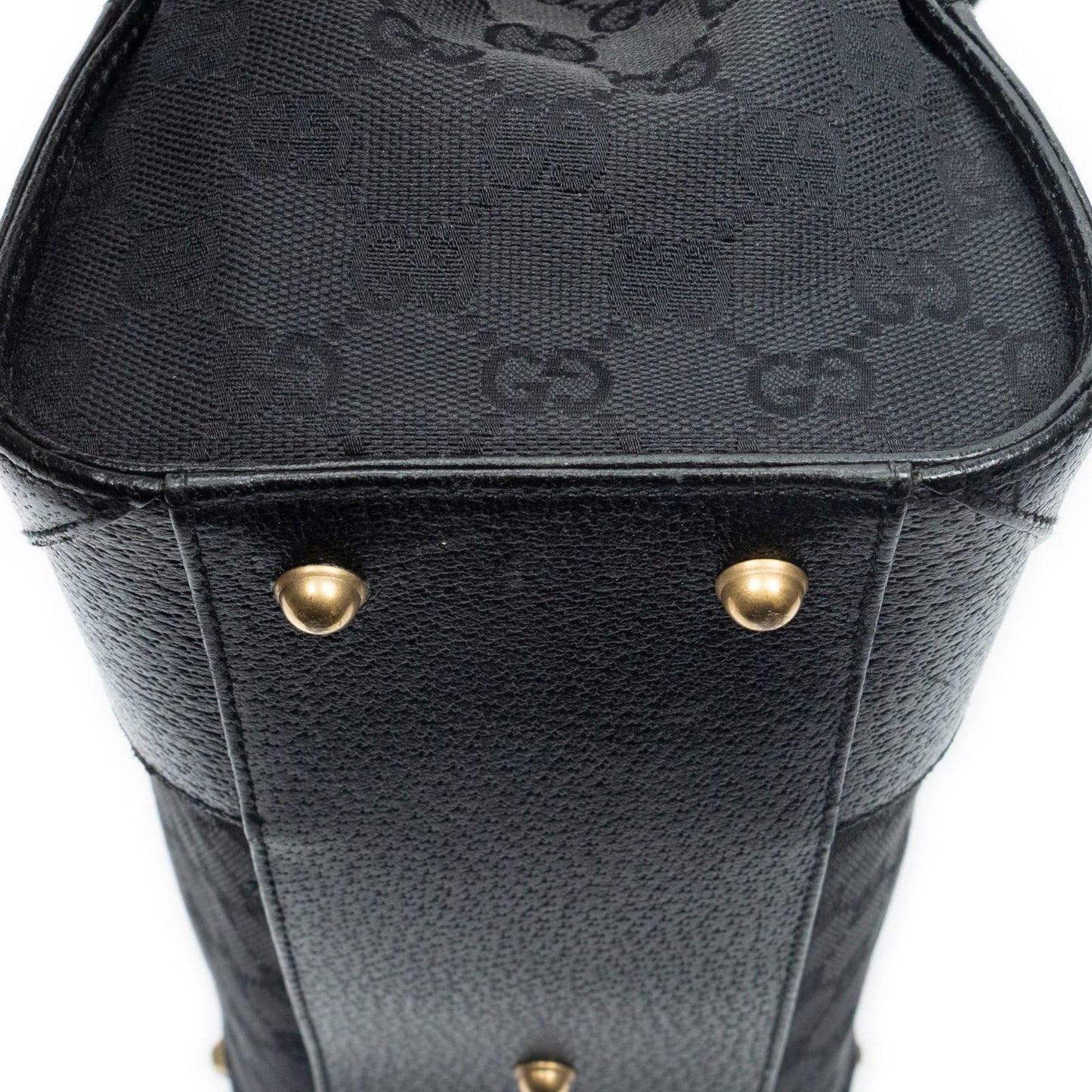 Gucci Nail Head Tote Black GG Canvas — view 8