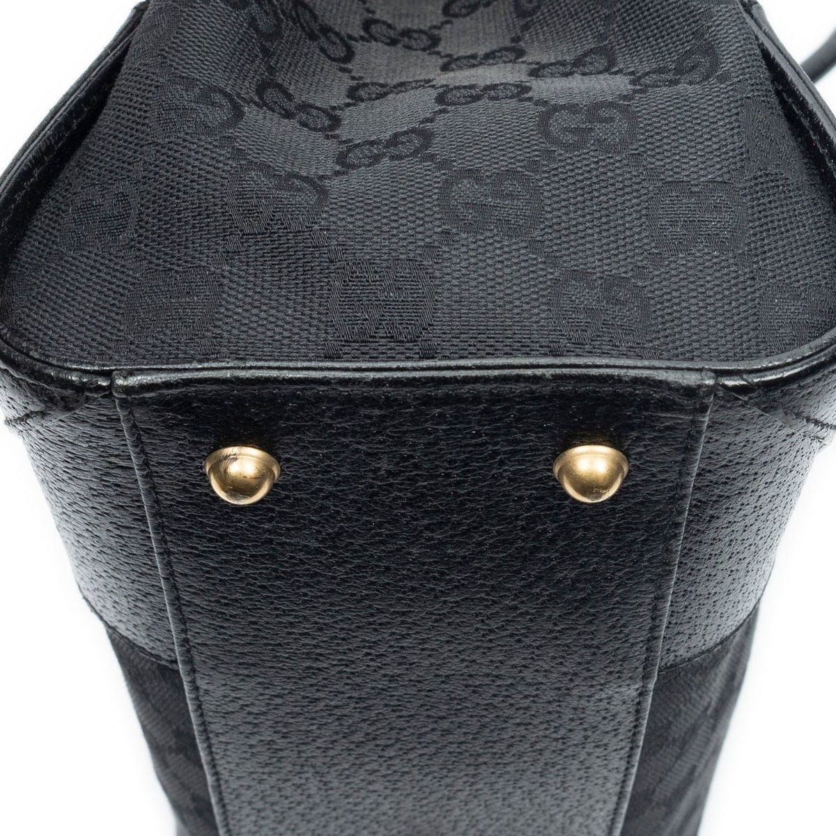 Gucci Nail Head Tote Black GG Canvas — view 7
