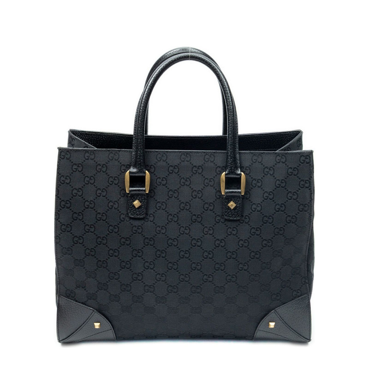 Gucci Nail Head Tote Black GG Canvas — view 5