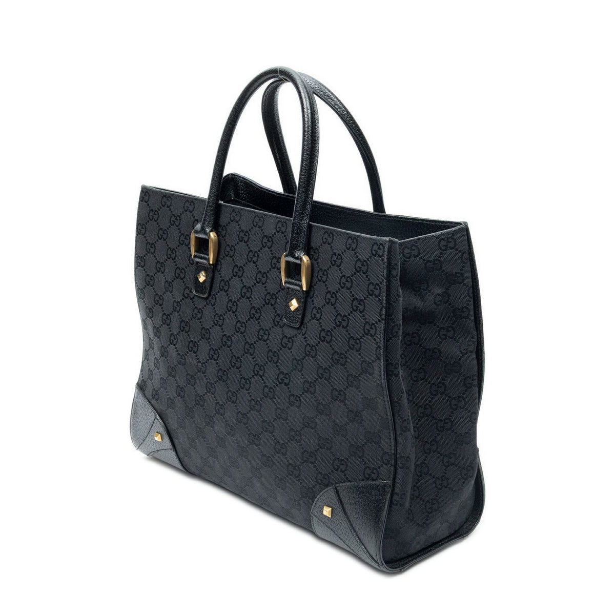 Gucci Nail Head Tote Black GG Canvas — view 2