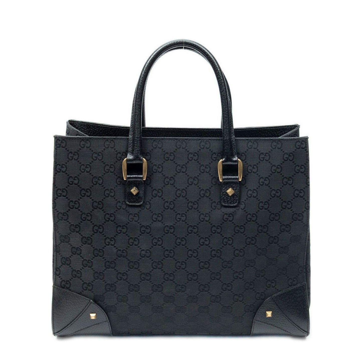 Gucci Nail Head Tote Black GG Canvas