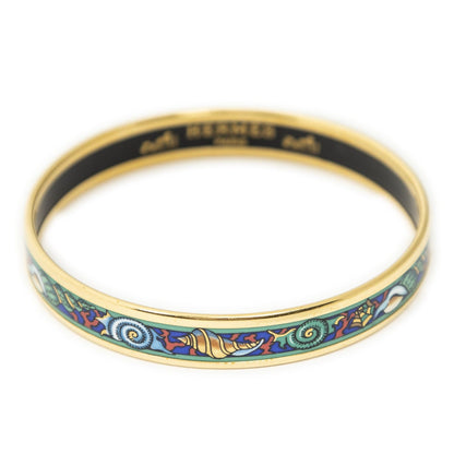 Hermes Enamel Bangle Green Gold Plated Bracelet — view 2