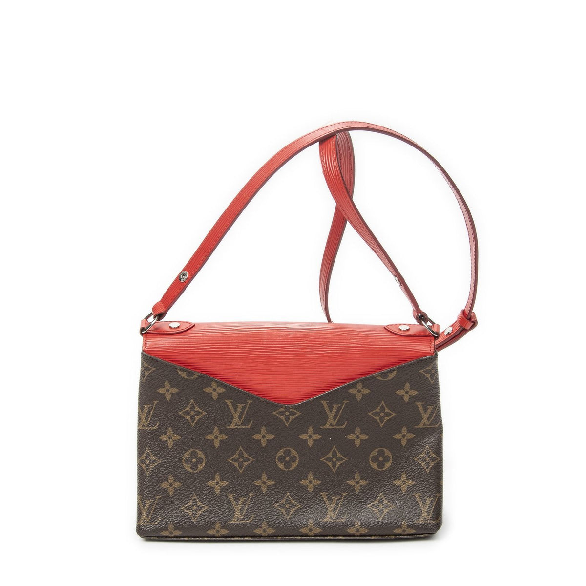 Louis Vuitton Saint Michel Bag Brown Red Monogram Denim — view 5