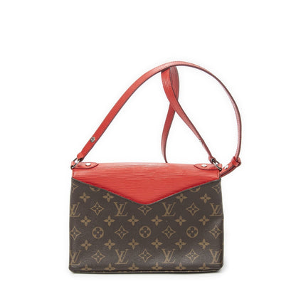 Louis Vuitton Saint Michel Bag Brown Red Monogram Denim — view 5