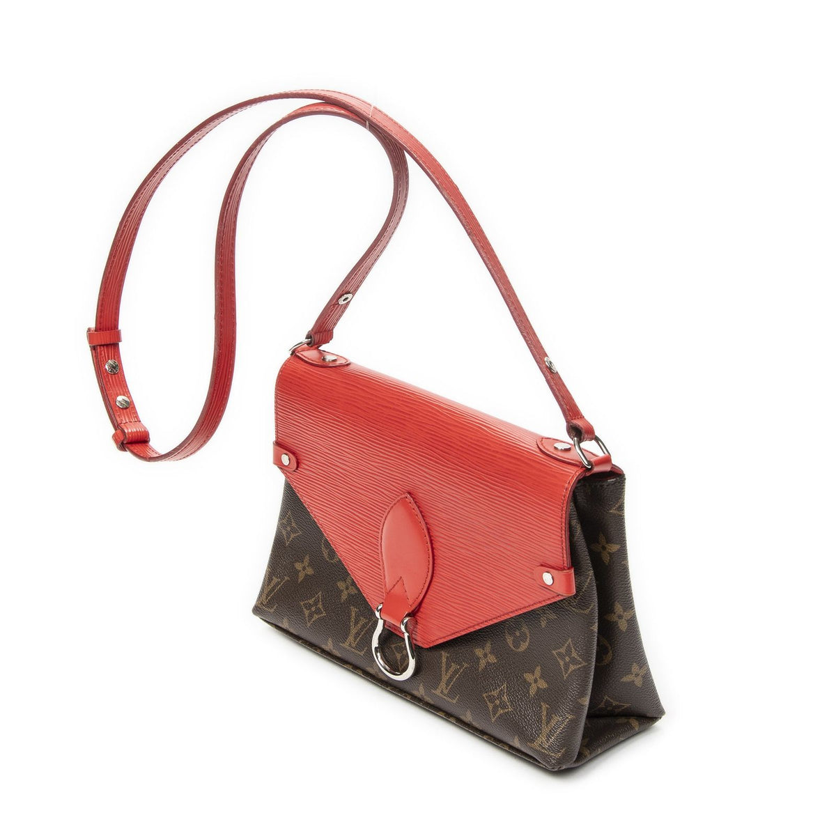Louis Vuitton Saint Michel Bag Brown Red Monogram Denim — view 2