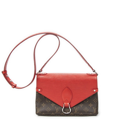 Louis Vuitton Saint Michel Bag Brown Red Monogram Denim