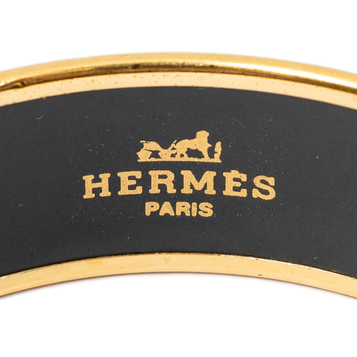 Hermes Enamel Bangle Brown Gold Plated Bracelet — view 4