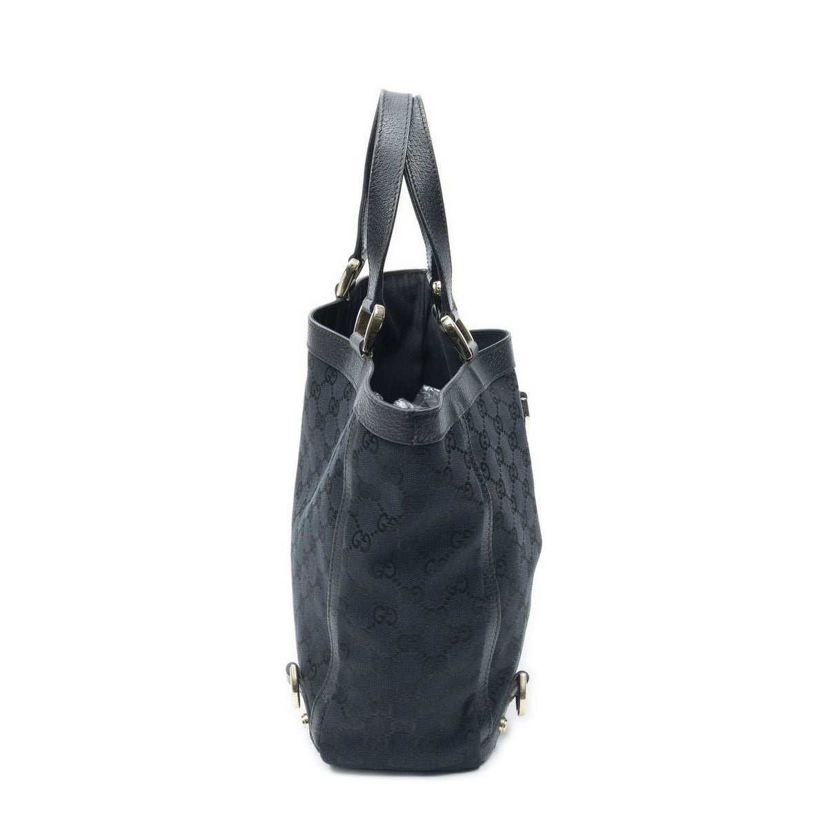 Gucci Small Abbey D Ring Tote Black GG Canvas — view 4