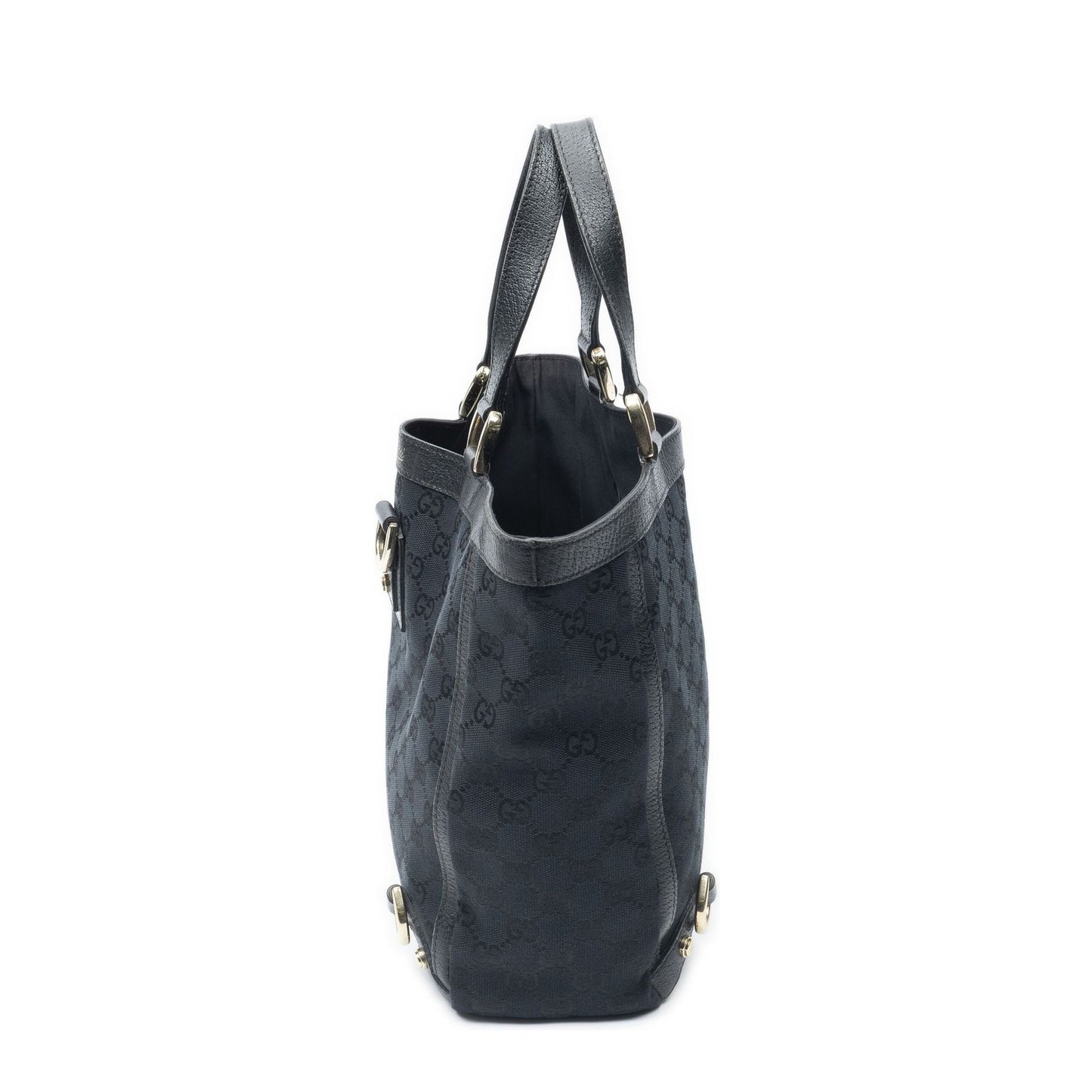 Gucci Small Abbey D Ring Tote Black GG Canvas — view 3