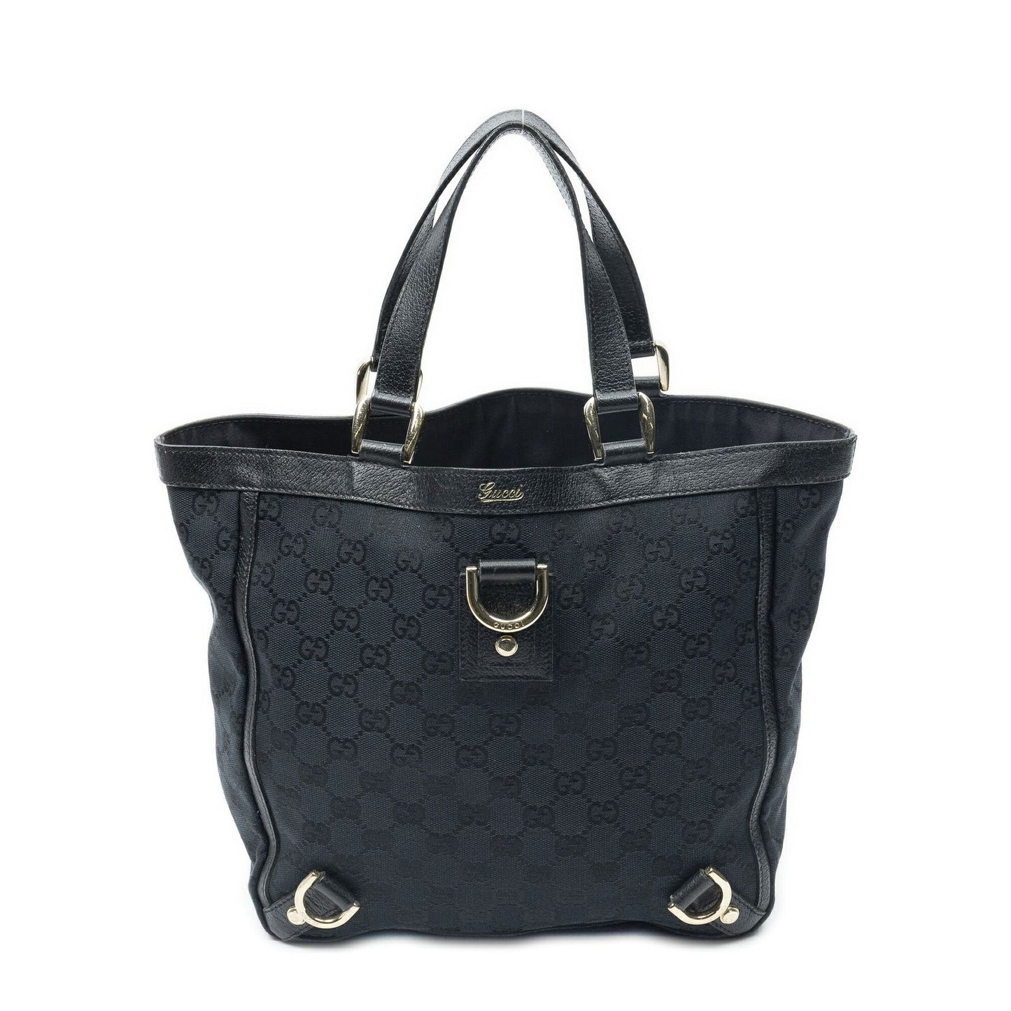 Gucci Small Abbey D Ring Tote Black GG Canvas
