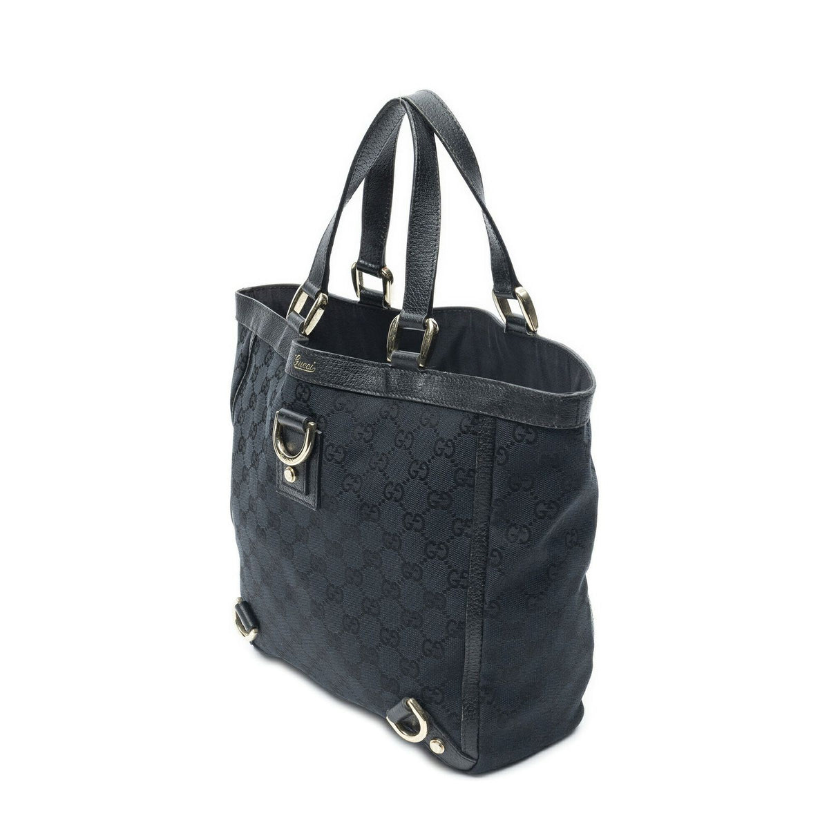 Gucci Small Abbey D Ring Tote Black GG Canvas — view 2