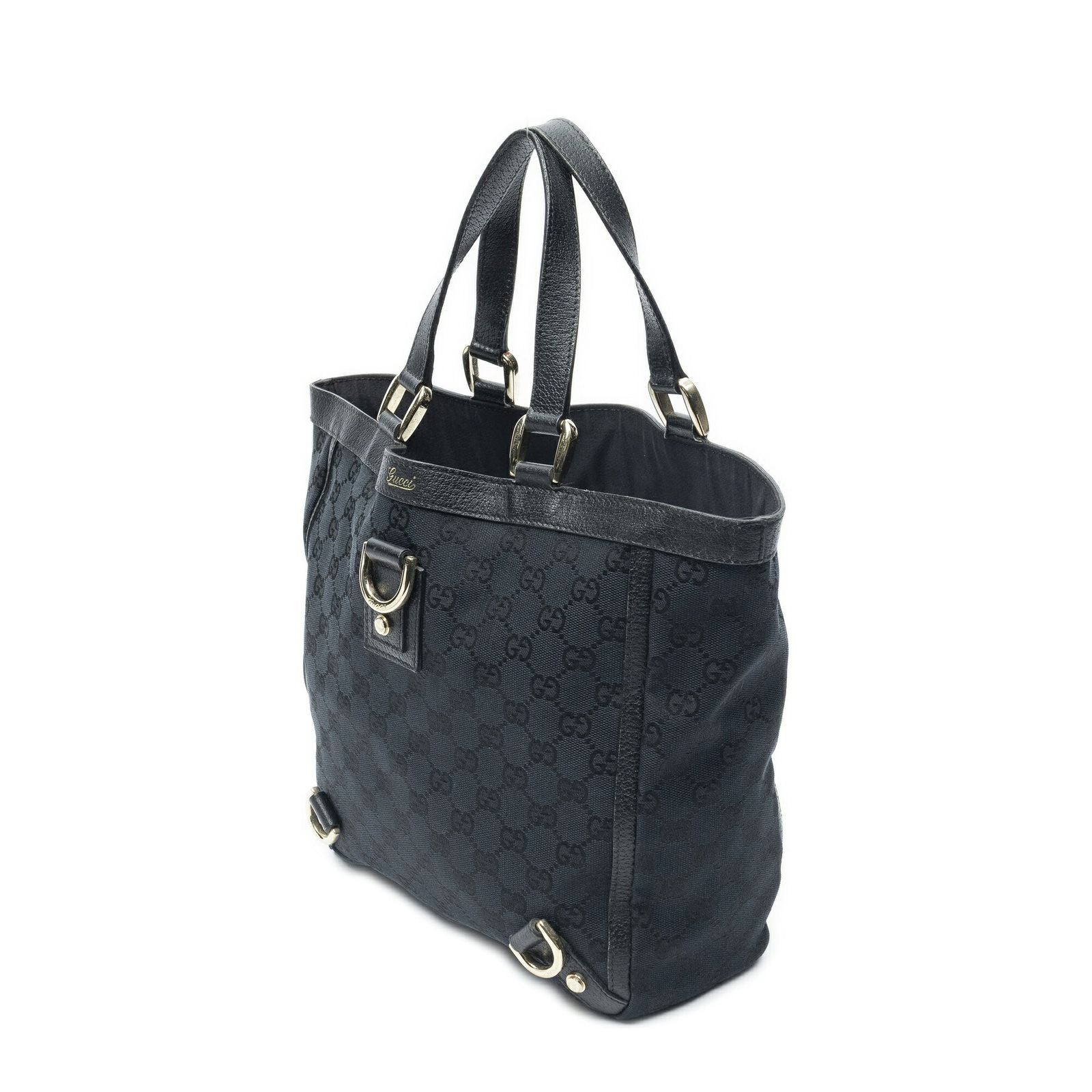 Gucci Small Abbey D Ring Tote Black GG Canvas — view 2