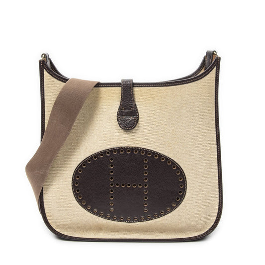 Hermes Evelyne I Beige Toile Shoulder Bag