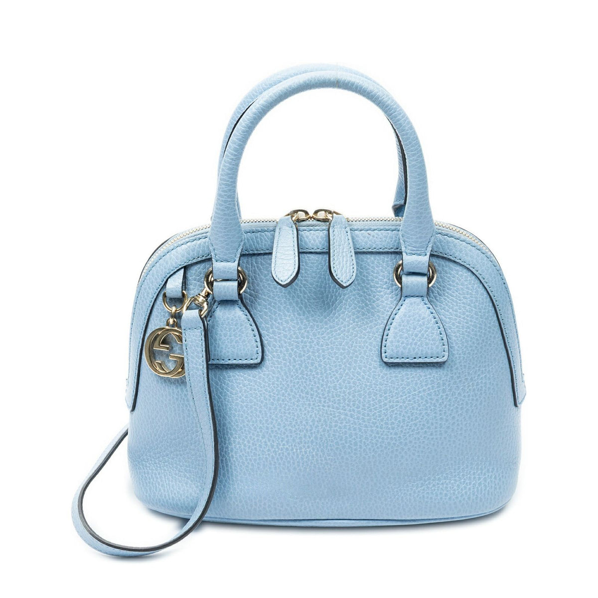 Gucci Mini Dome Tote Blue Gray Leather