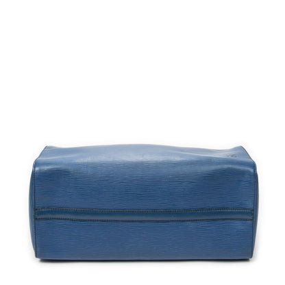 Louis Vuitton Speedy Black Stitch Blue Epi Handbag — view 6