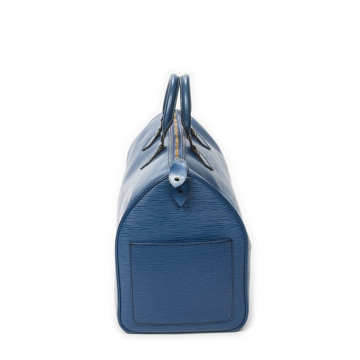 Louis Vuitton Speedy Black Stitch Blue Epi Handbag — view 4