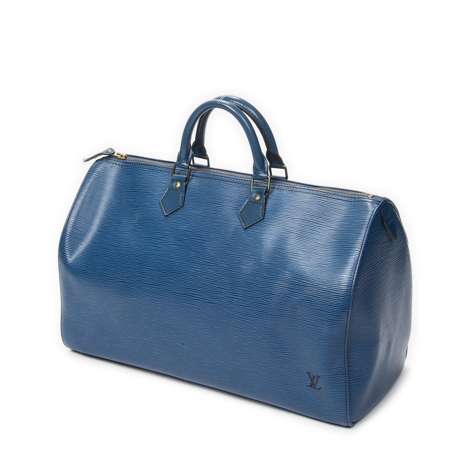 Louis Vuitton Speedy Black Stitch Blue Epi Handbag — view 2