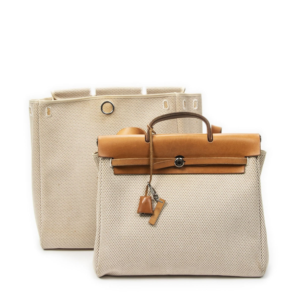 Hermes Herbag 2 in Brown Toile Gmab Handbag