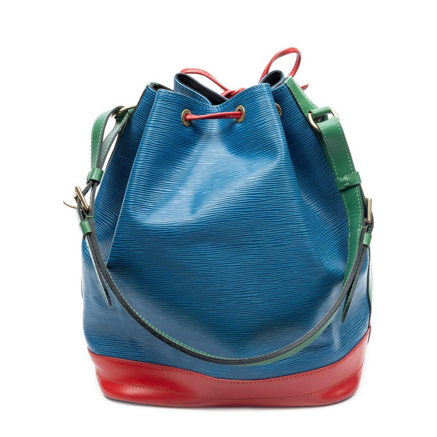 Louis Vuitton Noe Tricolor Blue Red Green Epi Bucket Bag — view 5