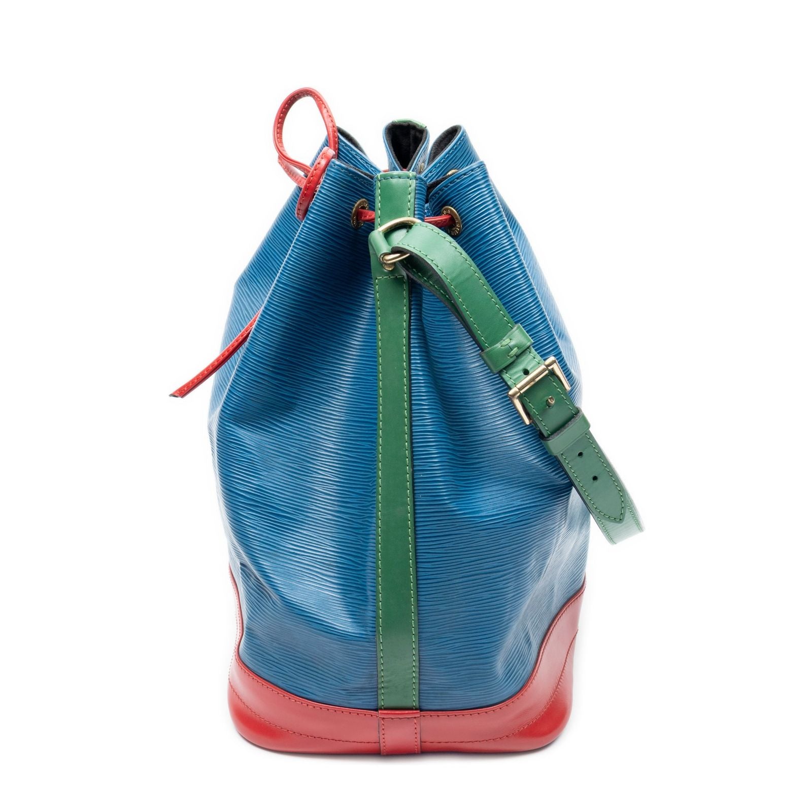 Louis Vuitton Noe Tricolor Blue Red Green Epi Bucket Bag — view 3