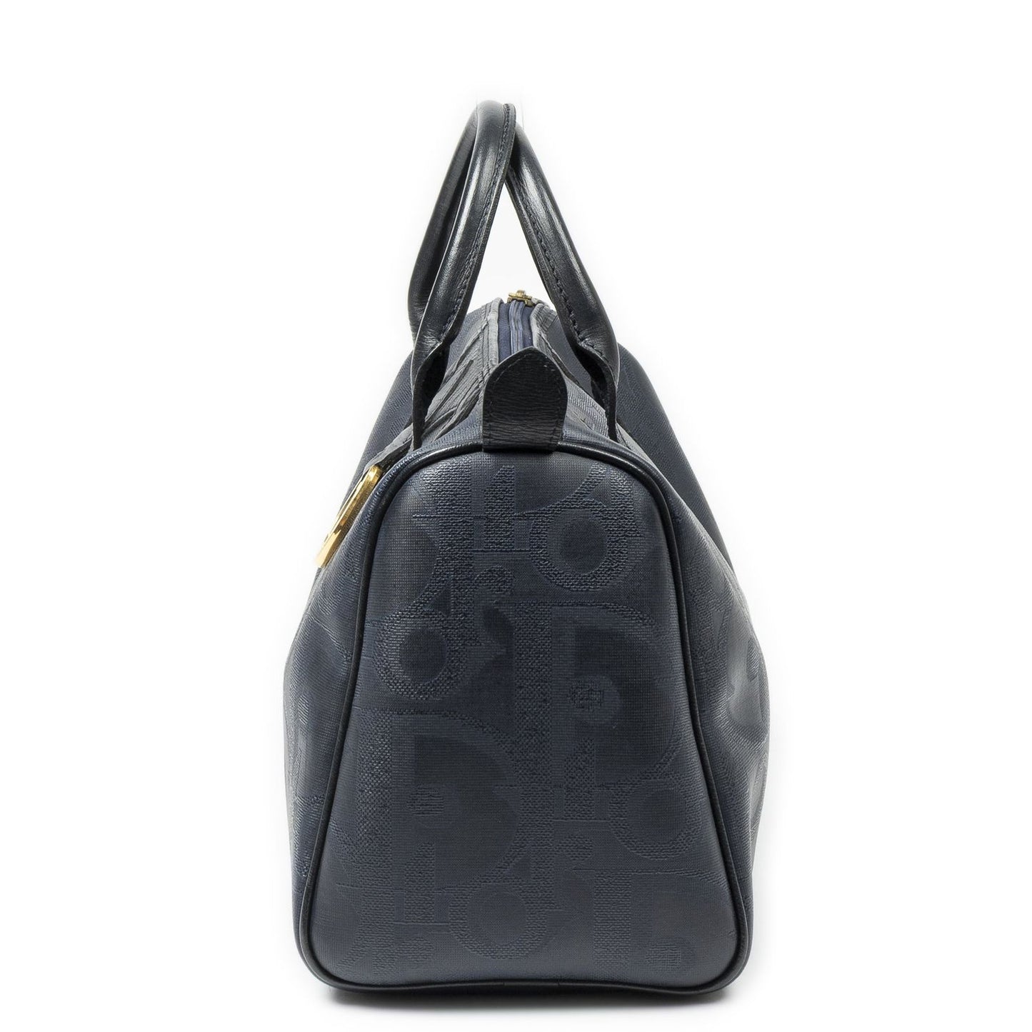 Dior Small Boston Navy Maxi Trotter Pattern Canvas Handbag — view 3